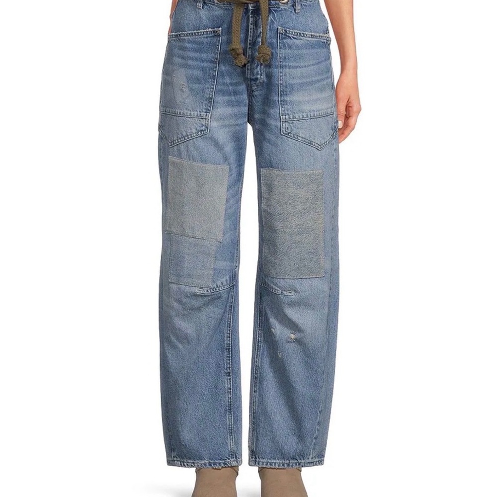 Free people womens moxie low rise pull on barrel jeans size 27